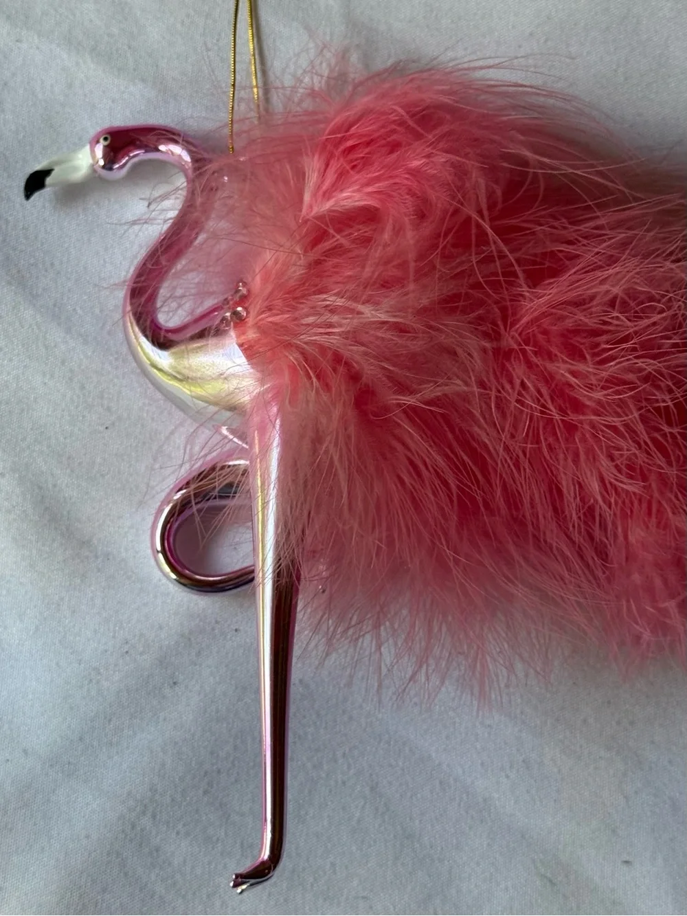 Delicate Pink Flamingo Ornament with Fabulous Pink Feathers